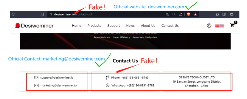 Attention!  Be cautious of the FAKE Desiweminer Website and Accounts